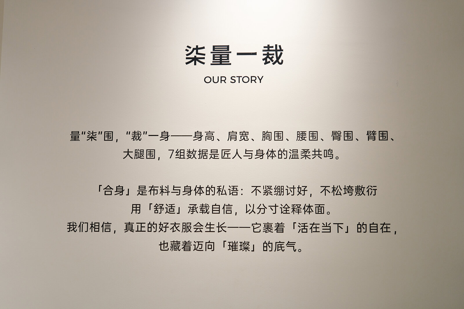 柒量一裁门店品牌故事墙
